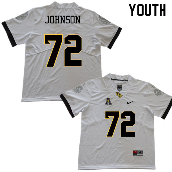 Youth #72 Jordan Johnson UCF Knights College Football Jerseys Sale-White